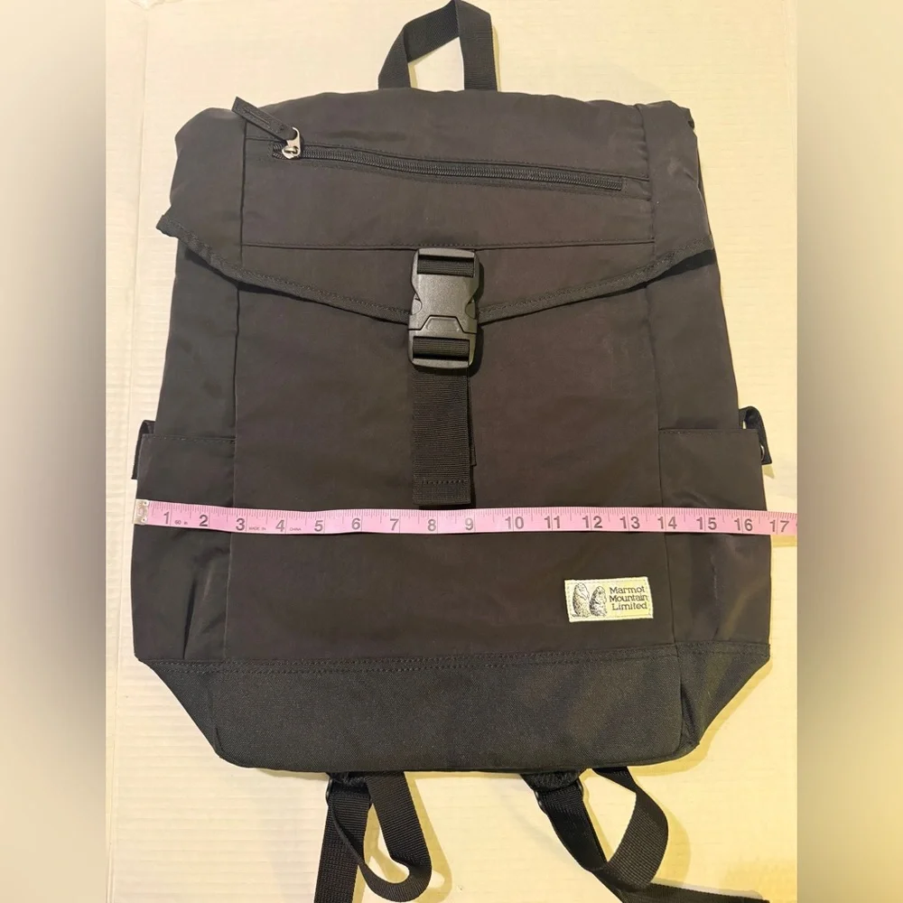 Marmot Mountain Limited Black Nylon Fold Over Flap Backpack